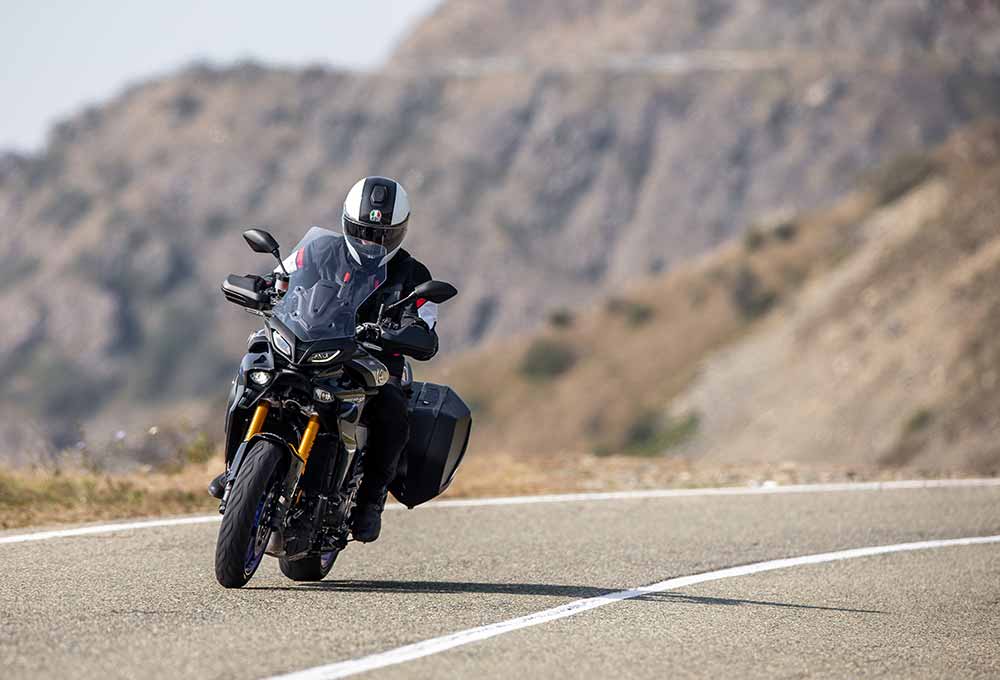 Yamaha Tracer 9GT with Dunlop RoadSmart IV tyres on mountain road