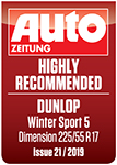 Auto Zeitung 2019 Winter Tyre Test Highly Recommended Dunlop Winter Sport 5
