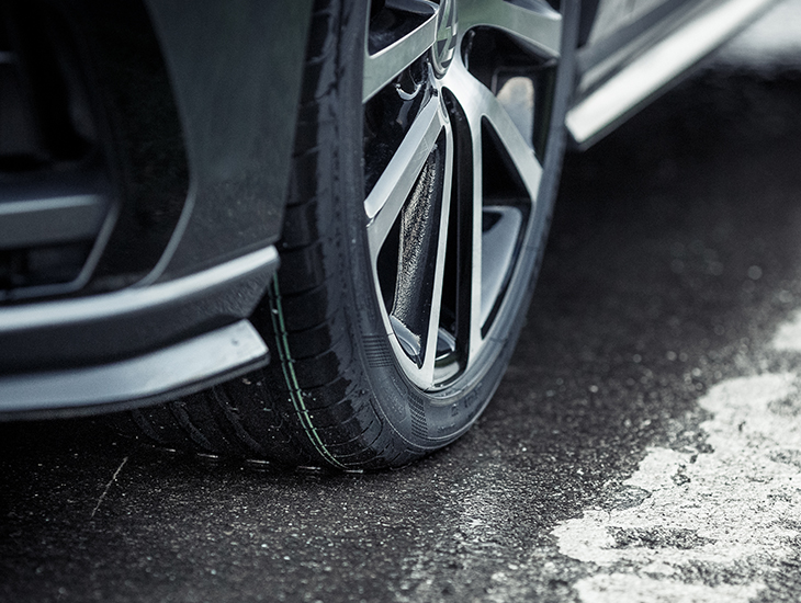 Close up of car tyre