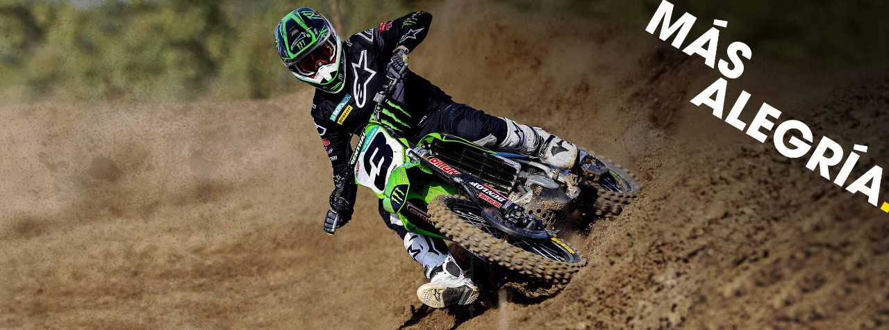 El piloto de Monster Energy Kawasaki Racing Team, Romain Febvre, con neumáticos Dunlop Geomax