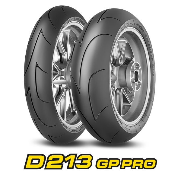 Packshot e logo del pneumatico da pista Dunlop D213 GP Pro