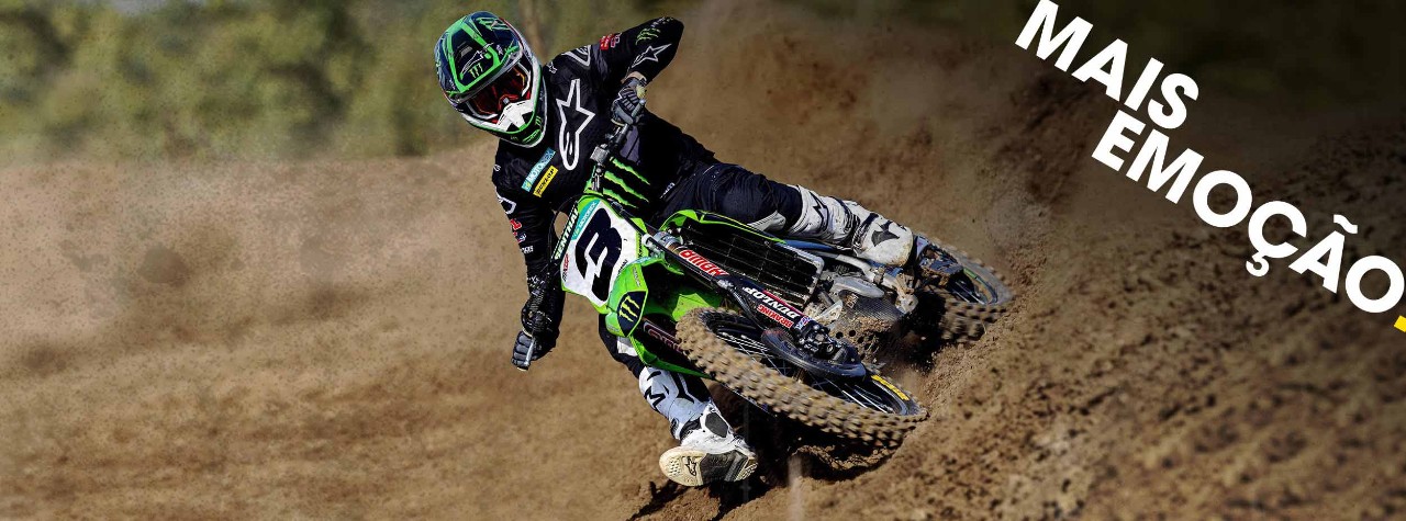 Romain Febvre, piloto da Monster Energy Kawasaki Racing Team com pneus Dunlop Geomax