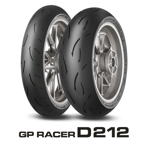 Imagem e logótipo dos pneus de estrada e comprovados em pista Dunlop GP Racer SLICK D212