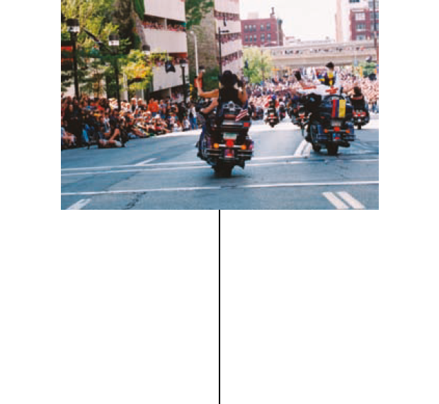 Group of Harley-Davidson riders in the city