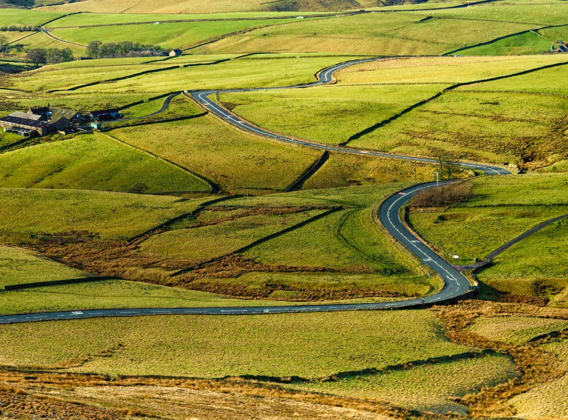 Vista da estrada A537 