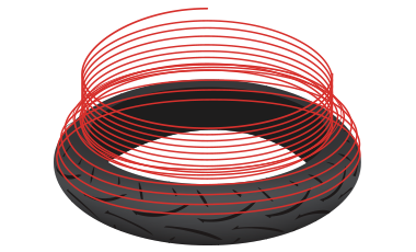 Grafika Dunlopove brezzglobne konstrukcije pasov