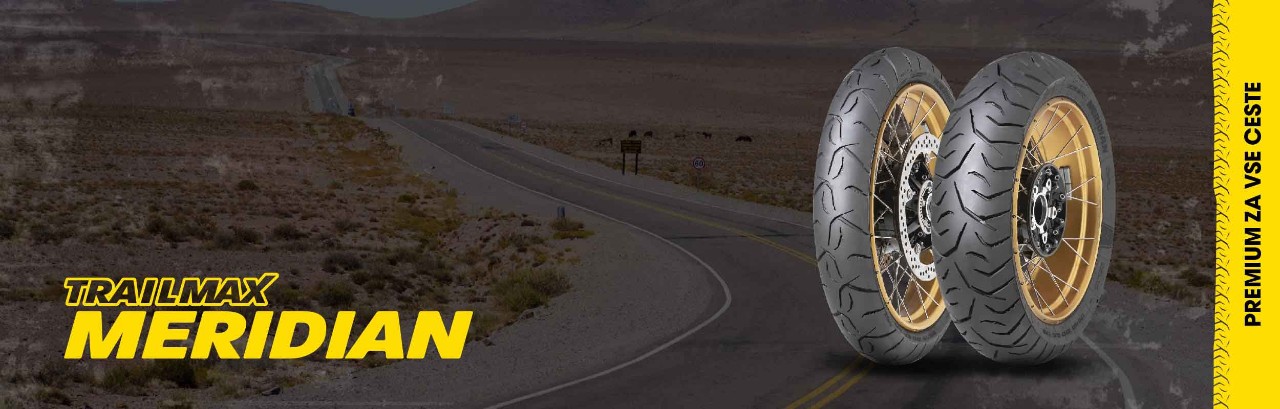 Posnetek in logotip pnevmatike Dunlop Trailmax Meridian adventure & touring
